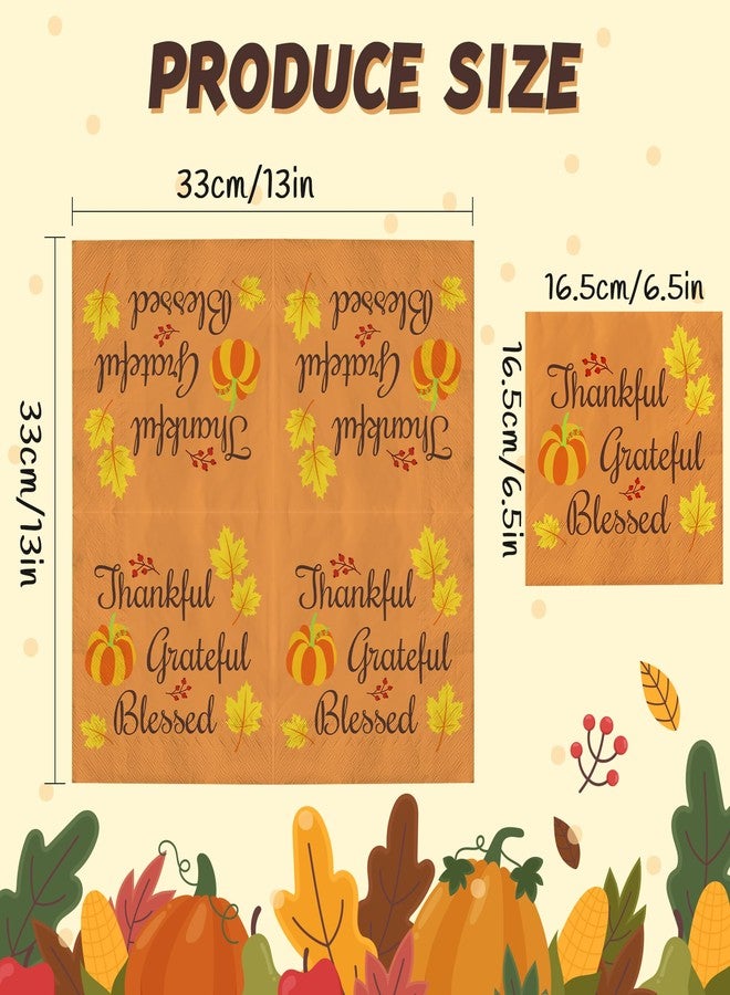 OHOME Thanksgiving Napkins | Thanksgiving Table Decor for Indoor Outdoor - Friendsgiving Party Decorations Favors Supplies for Dinner,Fall Tissue Plates Paper Disposable Placemats - Image 2